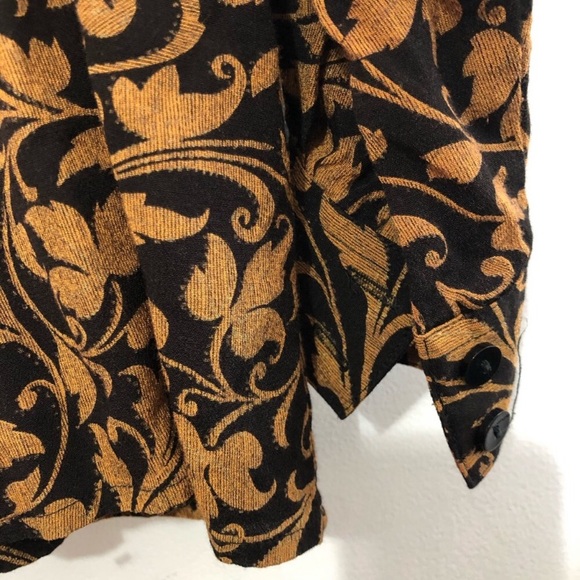 Vntage 90s Damask Floral Button Down Shirt Flowy S - Picture 3 of 5